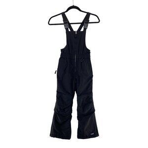 Lands End Girls Waterproof Insulated Double Knee Snow Bibs Pants Black Size 6